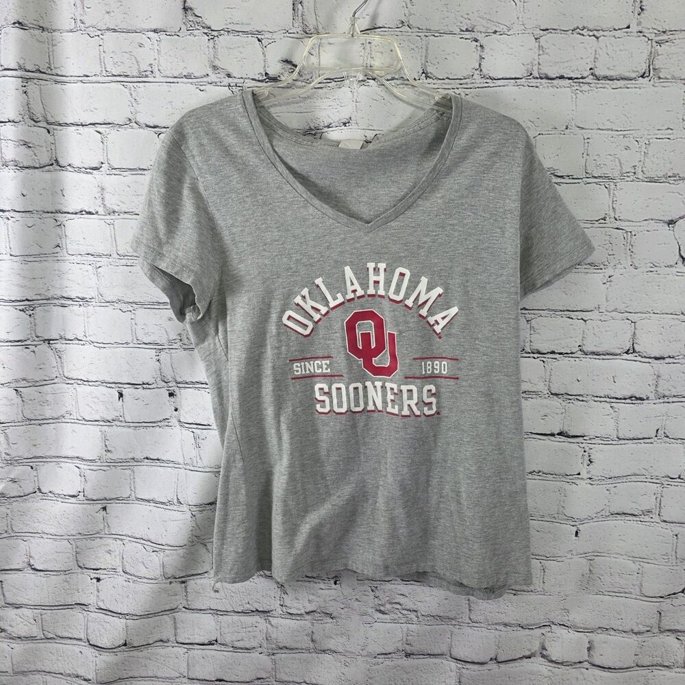 VTG Oklahoma Sooners Women's Large V Neck T-Shirt Shirt Y2K